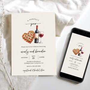 Editable Love & Pizza Couple Shower Invitation | Pizza Party Rehearsal Dinner Invite | Instant Download Simple Rehearsal Dinner Idea