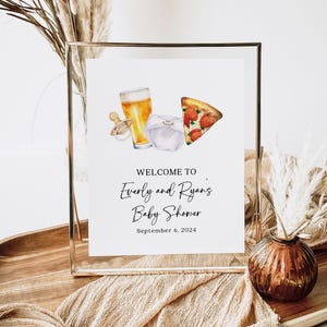 Pizza and Beer Welcome Sign, Diaper Baby Shower, Instant Download, Pizza Brews Diapers, Editable Template, Dads Shower, Welcome Sign