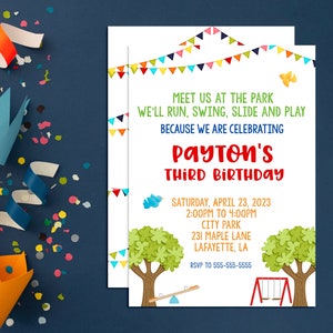 Park Playground Invitation, Park Birthday Invitation, Bounce House Invitation, Fun Jump Invitation, Outdoor Birthday Invitation
