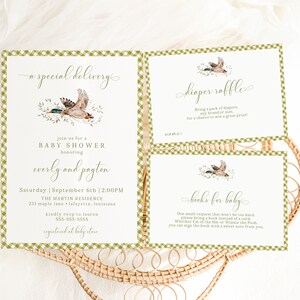 Special Delivery Duck Baby Shower Invitation, Mallard Duck Baby Shower Invite, Duck Hunting Invitation, Instant Download, Editable Template