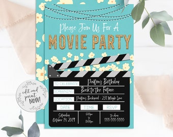 Movie Invitation, Movie Party, Movie Birthday, Birthday Invitation, Movie Invite, Movie Ticket, Ticket Invitation, Instant Download