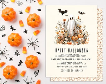 Editable Halloween Party Invitation, Printable Trick or Treat Invite Template, Spooky Kids Party Instant Download, Halloween Mobile Invite