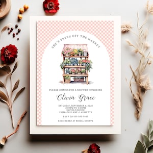 Off The Market Bridal Shower Invitation Template, Farmer&#39;s Market Shower Invite, She&#39;s Off Market Instant Download, Printable