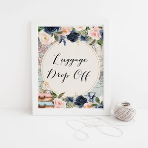 Luggage Drop Off Sign Travel Shower, Adventure Awaits Bridal Shower Sign, Wanderlust Sign, Download and Print Today • MB29