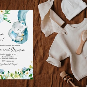 Spanish Boy Invitation Elephant Baby Shower Es Niño Invitación Elefante Invitación Para Niño Spanish Invitation Instant Download