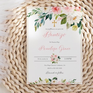Bautizo Invitations, Bautizo Invitations in Spanish, Invitaciones de Bautizo, Mi Bautizo Invitations, Instant Download Editable File