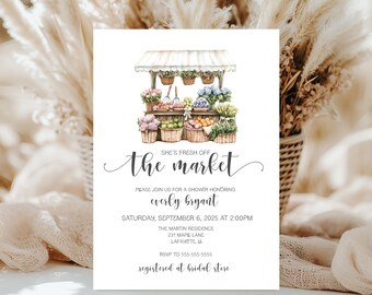 Invito per la festa nuziale Off the Market, invito per la festa nuziale, invito per il mercato degli agricoltori, invito per la festa nuziale She's Off the Market Flower Shop