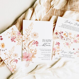 Editable Wildflower Baby in Bloom Shower Invitation, Boho Baby Shower Invitation, Wildflower Baby Shower Digital Invitation