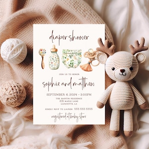 Printable Dudes and Diapers Invitation, Diaper Party Baby Shower Evite, Man Shower, Dadchelor Template, Instant Download Editable Template