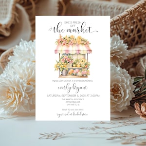 Off The Market Bridal Shower Invitation Template, Farmer&#39;s Market Shower Invite, She&#39;s Off Market Instant Download, Printable