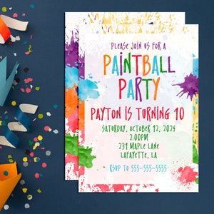 Paintball Invitation, Paintball Party, Paintball Birthday, Paintball Invite, Paintball Invitation Instant Download, Digital File