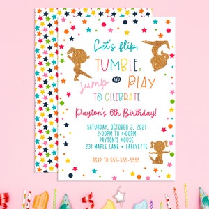 Instant Download, Gymnastic Invitation, Gymnastics Birthday Invitation, Gymnastics Party Invitation Girl Party Invitation