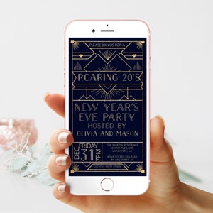 Roaring 20s New Year's Eve Party Text Message Invite, Speakeasy Invite, Editable New Years Eve Invitation, Editable New Year Party Template