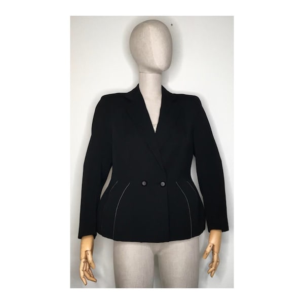 Veste de tailleur, vintage 1950s, cousue main, épaulettes, cintrée à la taille