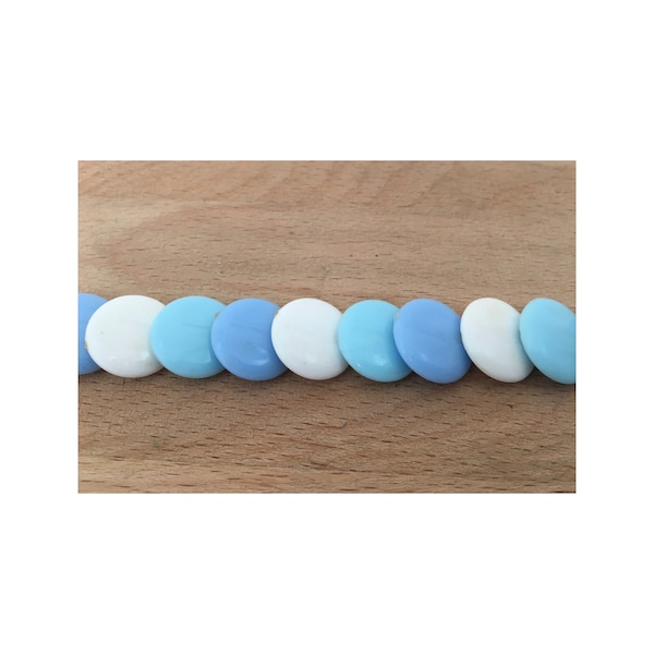 Collier ras du cou pop 60s 70s dégradé de bleus pastels