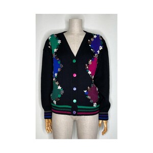 Gilet Cardigan Vintage René Derhy - Taille S - Laine Multicolore - Occasion Très Bon État