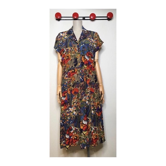 Flowing and flowery vintage blouse dress 80s 90s - image 1
