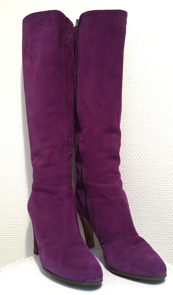 Stivale Scarlett viola in camoscio con tacco 12 cm SL2073 | Scarpe