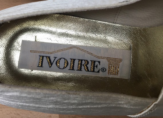 Vintage slipper moccasins 80s 90s Ivory golden he… - image 8
