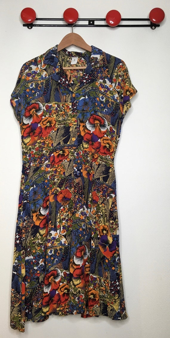 Flowing and flowery vintage blouse dress 80s 90s - image 2