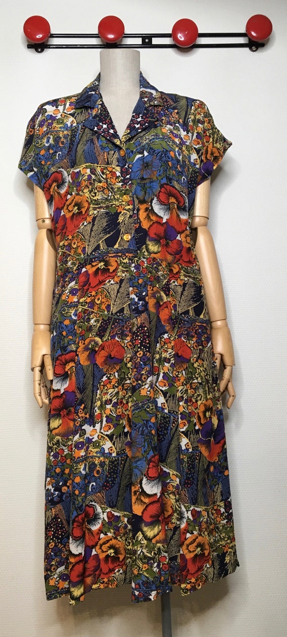 Flowing and flowery vintage blouse dress 80s 90s - image 3