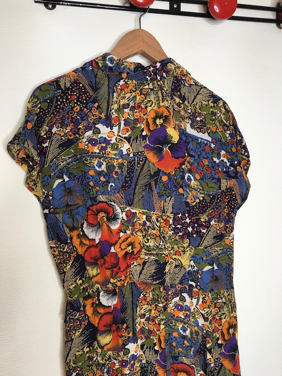 Flowing and flowery vintage blouse dress 80s 90s - image 9