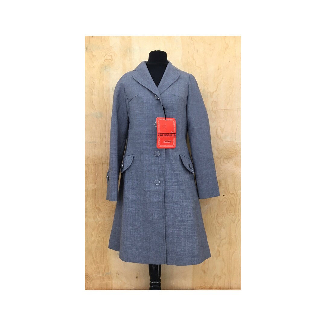 Manteau Trench Vintage Femme Claude Havrey Paris, Taille 38, Motif Vichy, Doublure Polyester-viscose - Occasion Bon état