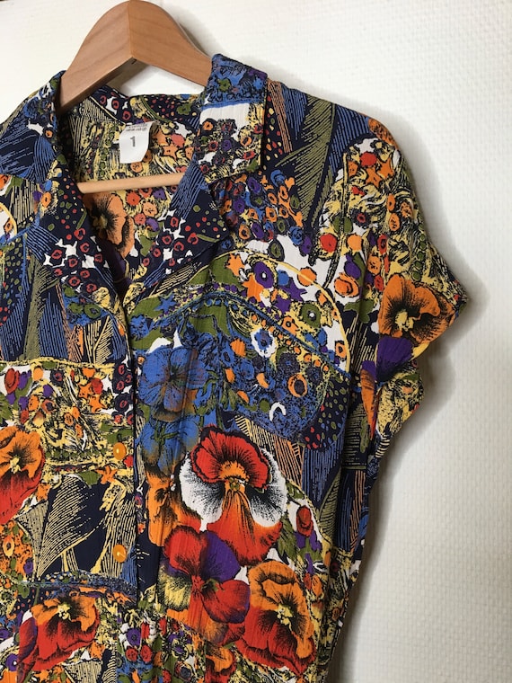 Flowing and flowery vintage blouse dress 80s 90s - image 4