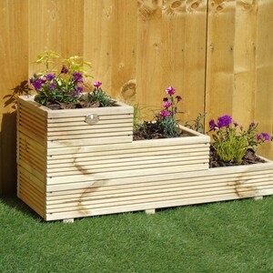 3 Tiered Garden Level Steps Planter Wooden Decking Patio Trough Bild 3