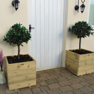 Square Wooden Treated Decking Planters Pots Various Sizes - Window Box