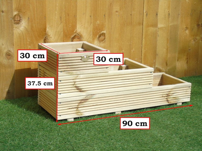 3 Tiered Garden Level Steps Planter Wooden Decking Patio Trough Bild 2