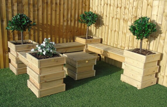 Garden Seating Area Set 15 16 Bee Hive Wooden Decking Etsy
