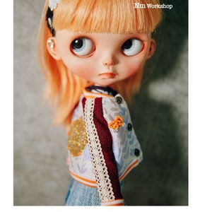 bomber jacket (light purple + orange) for Blythe & dolls