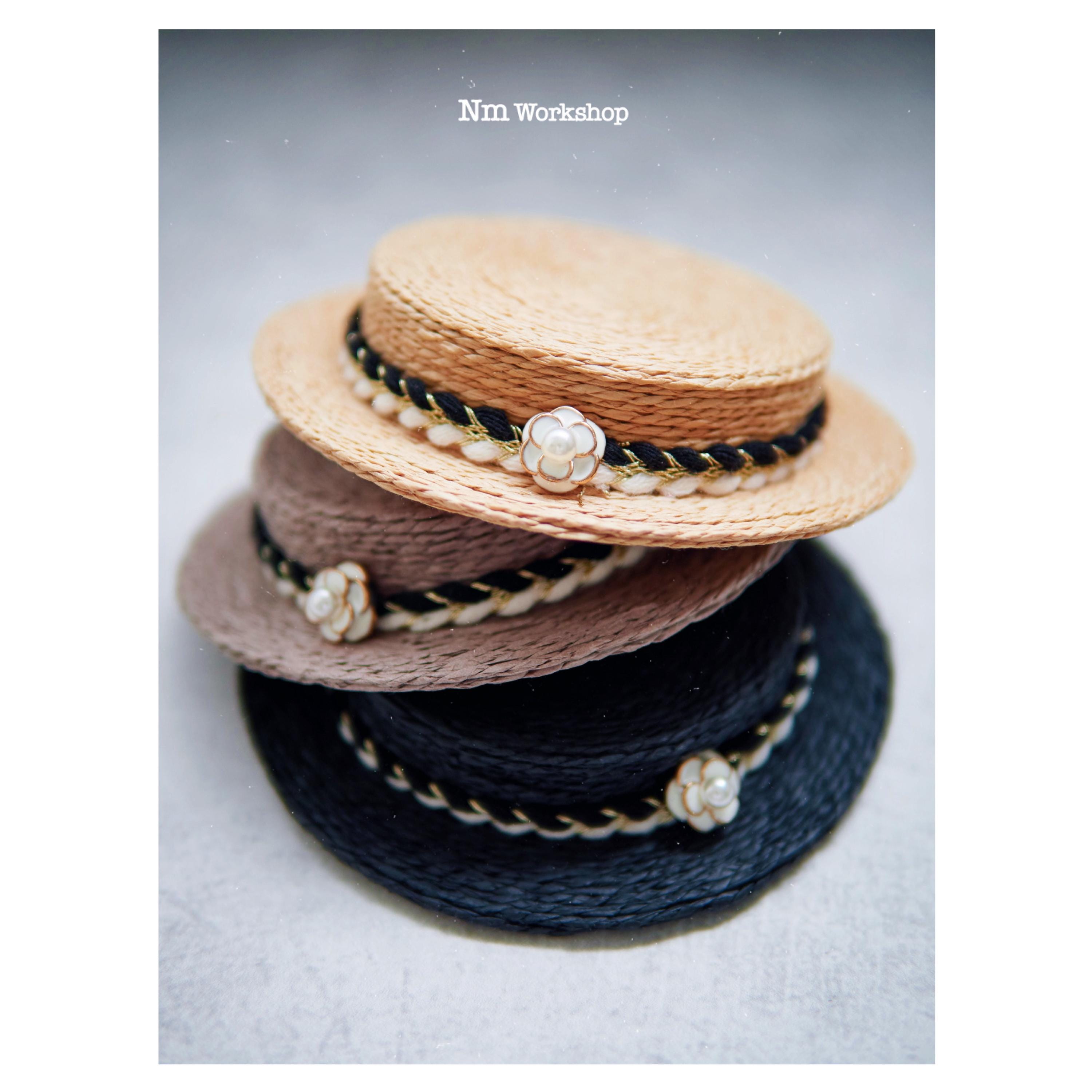 Chanel Flat Brim Straw Hat | Luxury Summer Sun Protection Accessory Hat - Straw & glass, beige, multicolor & golden — Fashion  main image 4