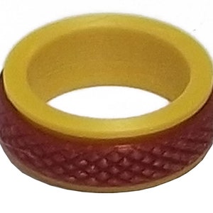 Fidget Spinner Ring Yellow Band with Maroon Spinner 3D Printed, Anti-Anxiety, Stress Relief Free Shipping USA