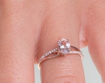 Morganite Engagement Ring Rose Gold Diamond, Wedding Ring Morganite And Diamond, Pink Morganite Ring, Promise Ring, Morganite Jewelry