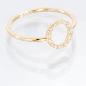 Circle Ring Diamond 14k Yellow Gold, Pave Diamond, Diamond Band, Dainty Ring, Unique Diamond Ring, Minimalist Ring, Circle Gold Ring