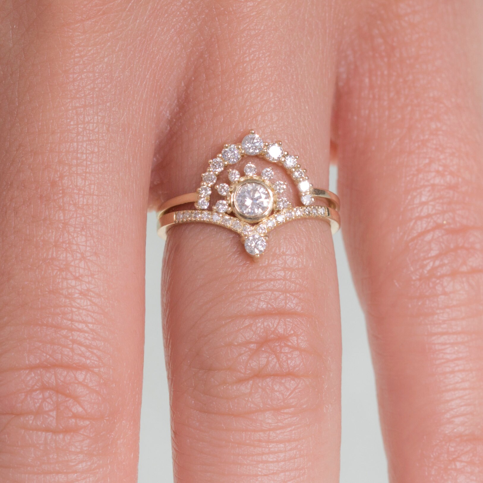 Diamond Engagement Ring Set Bridal Ring Set Wedding Ring Etsy