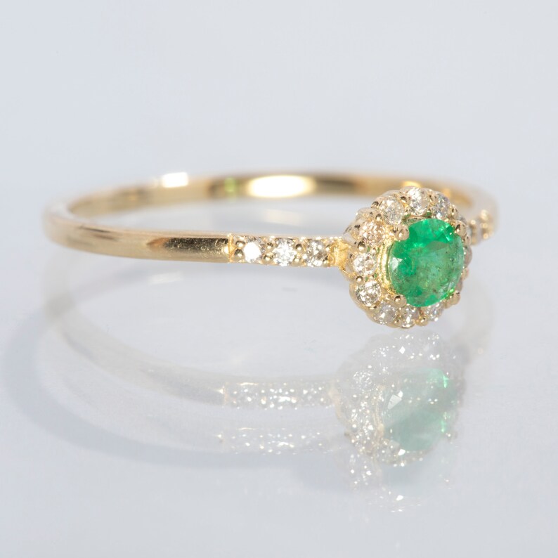 Emerald Engagement Ring Diamond Promise Ring Wedding Ring Etsy