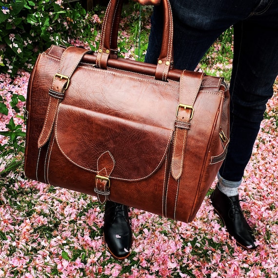 Medium Size Travel Bag Gladstone Bag Weekend Bag Overnight Bag in Dark Chocolate Brown Etsy Canada
