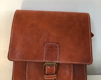 Tan leather shoulder bag crossbody bag messenger bag