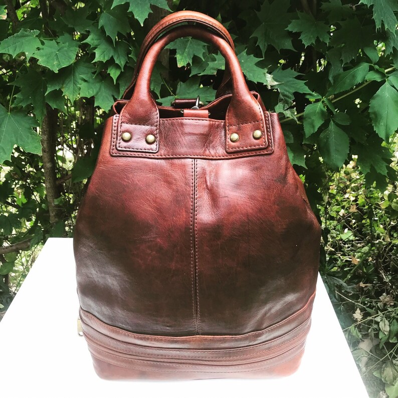 Handcrafted leather backpack shoulder bag crossbody bag tote