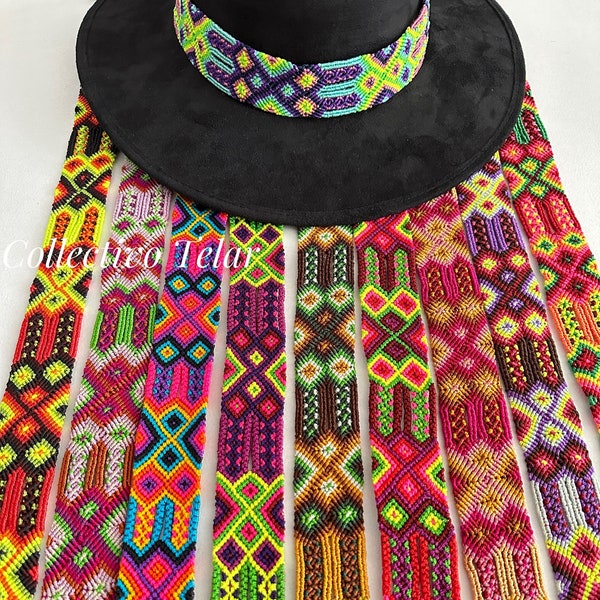 mexican hat band, boho hat band, hand woven hat belt, mexican hat straps, woven hat bands, mexican hat band, boho hat accesories