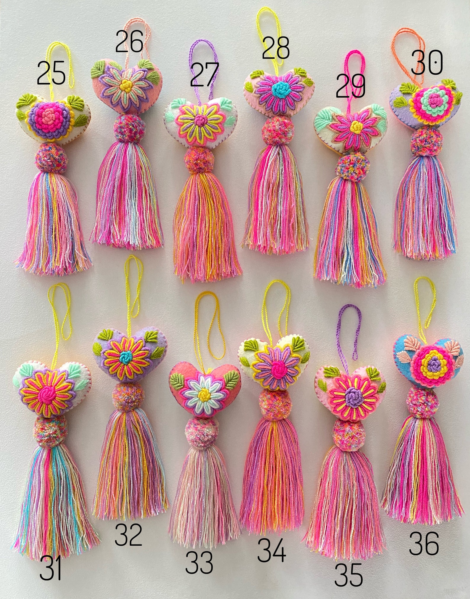 Heart Pom Tassel Bag Charm Pom Pom Tassel Handbag Charm Etsy