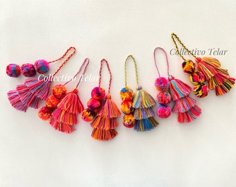 pom pom tassel for bag, mexico pom tassel bag charm, tassel keychain, multicolored pom pom tassel, tassel purse charm, gift for guests