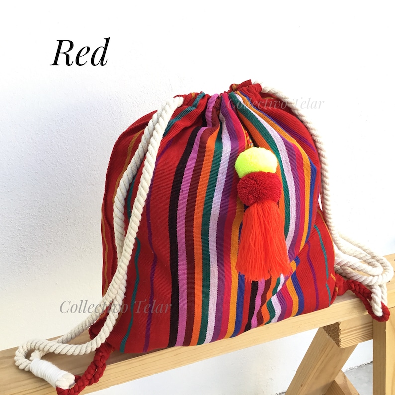 Mexican woven bag drawstring backpack mexico backpack Etsy