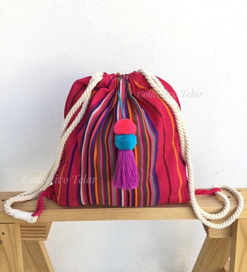 Mexican woven bag drawstring backpack mexico backpack Etsy