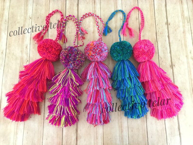 gift for guests mexican pom pom keychain pom tassel handbag charm boho door knob decor mexico pom pom tassel bag charm
