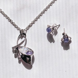 Tanzanite and Opal Inlay Necklace and Earrings