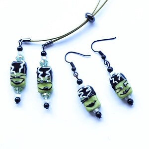 Bride of Frankenstein String Tie Necklace and Earrings